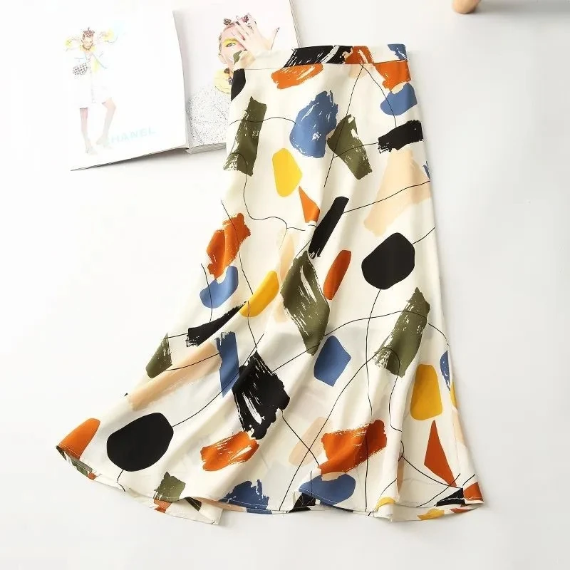 Tie Dye Skirts Women Summer Big Size 5xl Vintage Print Faldas Streetwear Casual Mid-length Jupes Loose Boho Saia Korean Skirt