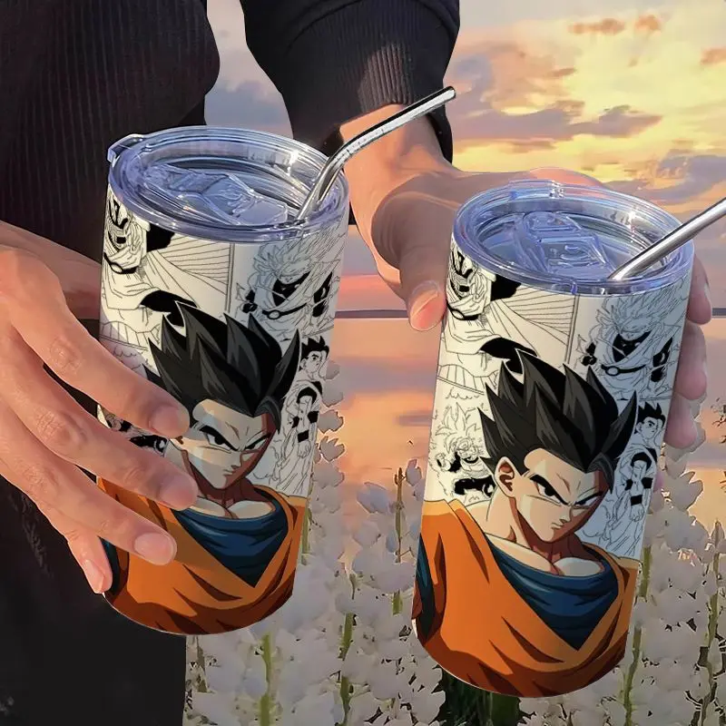 NEW Dragon Ball Sun Wukong Animation Cartoon Thermos Cup with Straw Handy Cup High-Looking Portable Stainless Steel Women\'s