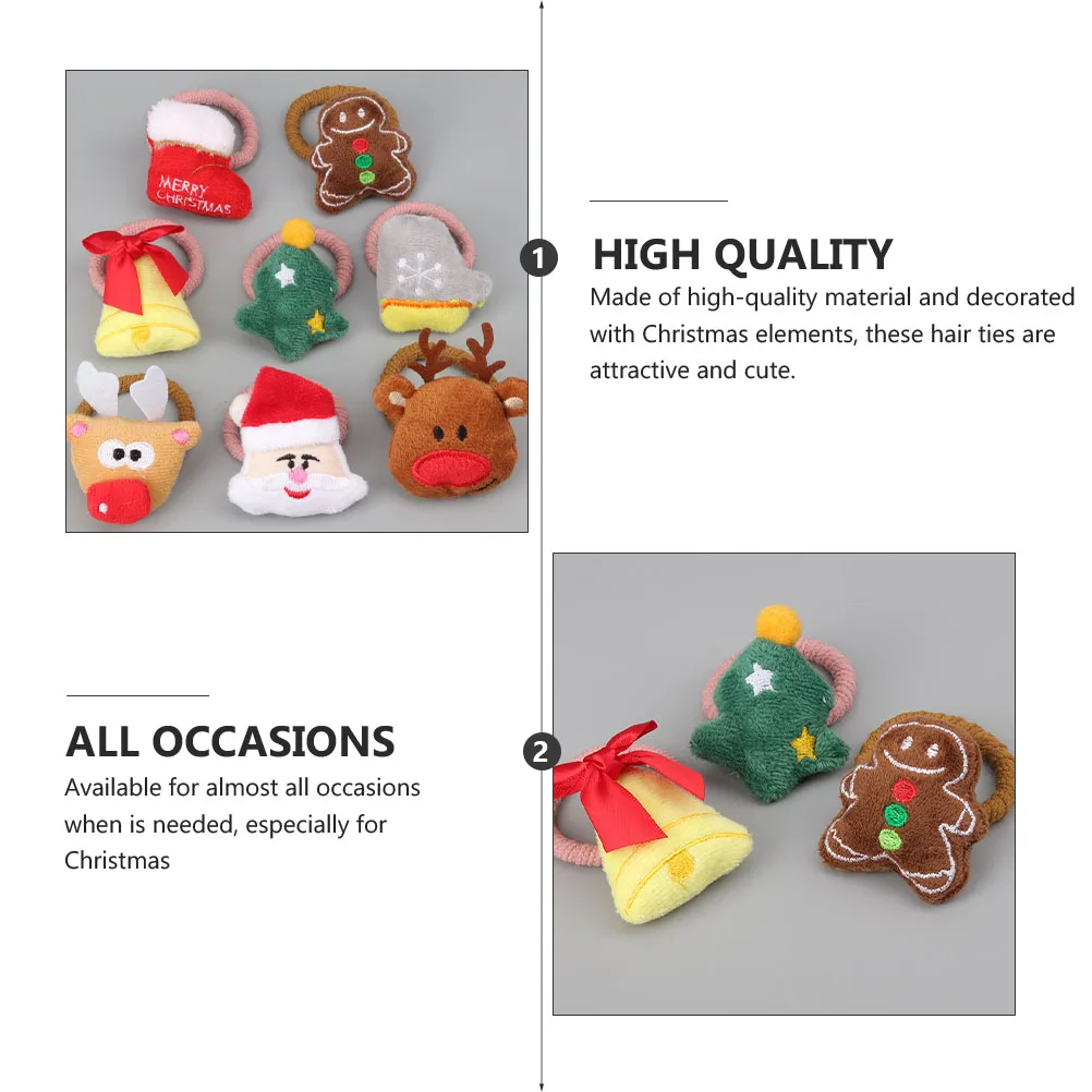 

8pcs Cartoon Hair Accessories Christmas Elastic Ties Toddler Girl Headb s Festive Headdress Soft Material Comfortable