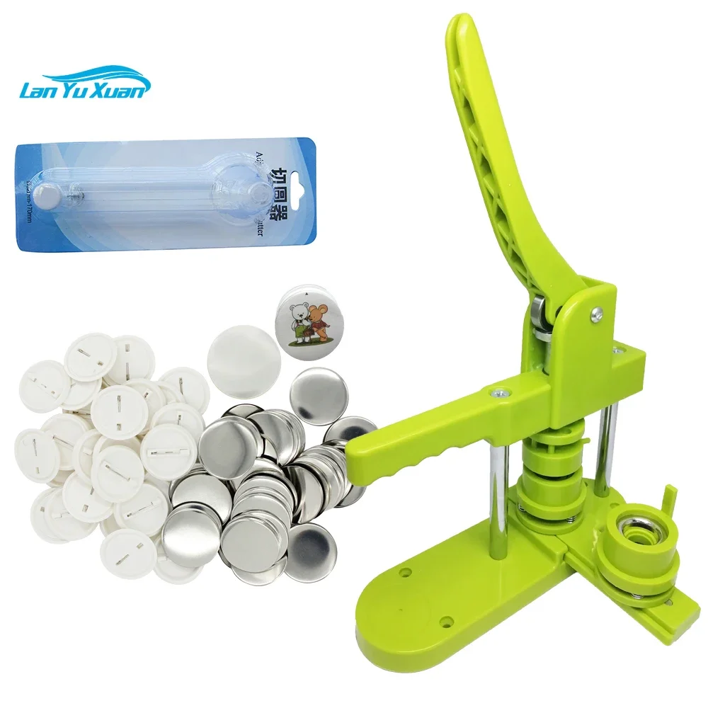 

Hot Sale New Design Machine for Making Badges Button 25mm Pin Button Badge Machine with 100pcs Badge Mould and Plastic Cutter