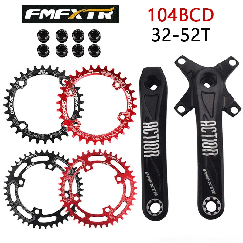 

FMFXTR 8/9/10/11S MTB Bike Crankset 104BCD Bicycle Crank 32/34/36/38/40/42/44/46/48/50/52T Chainring Mountain Cycling Crankset