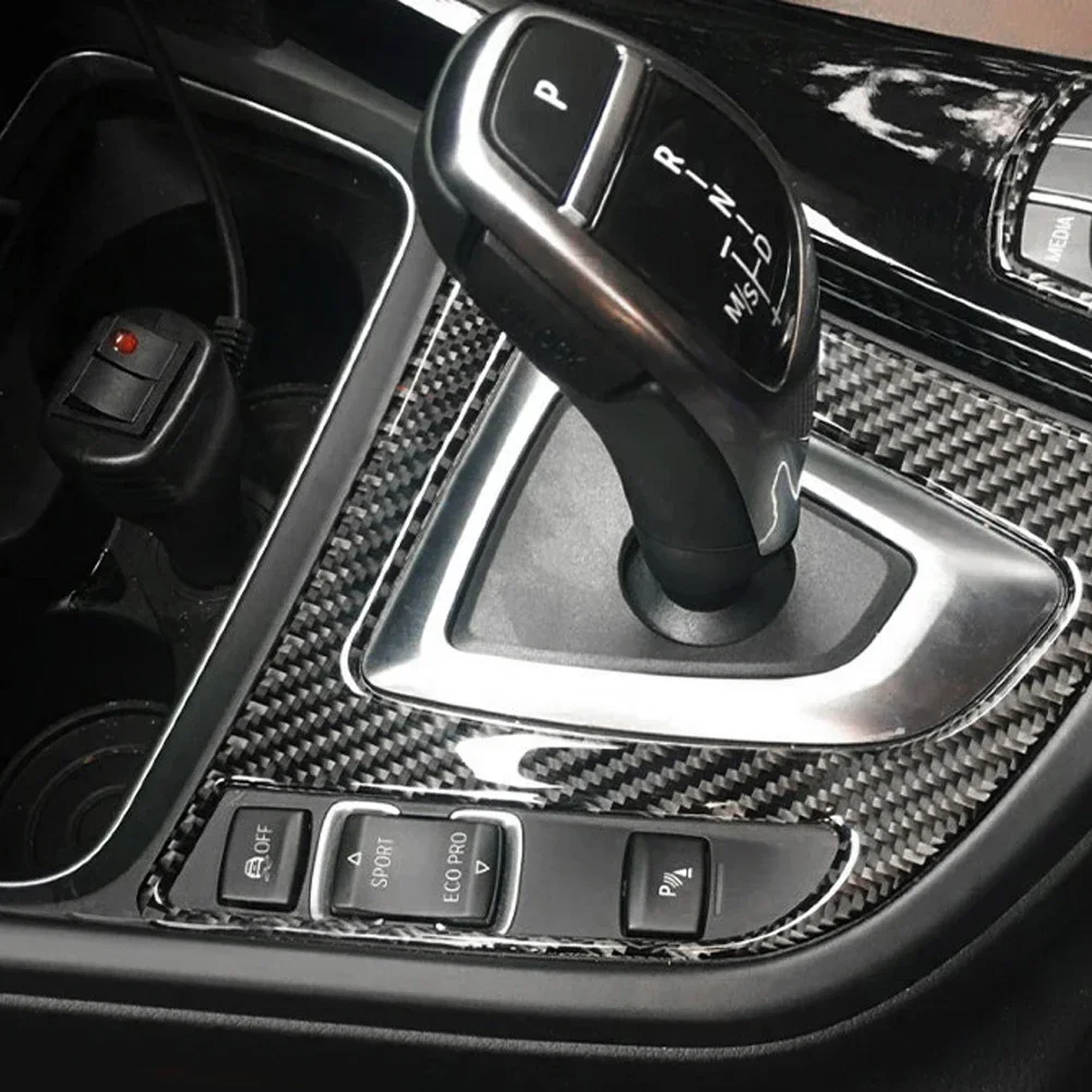 Carbon Fiber Interior Gear Shift Panel Cover Decal ABS Trim For BMW 3 4 Series F32 F30 F31 F33 F36 3GT F34 2014 2015 2016 2017 - view 3
