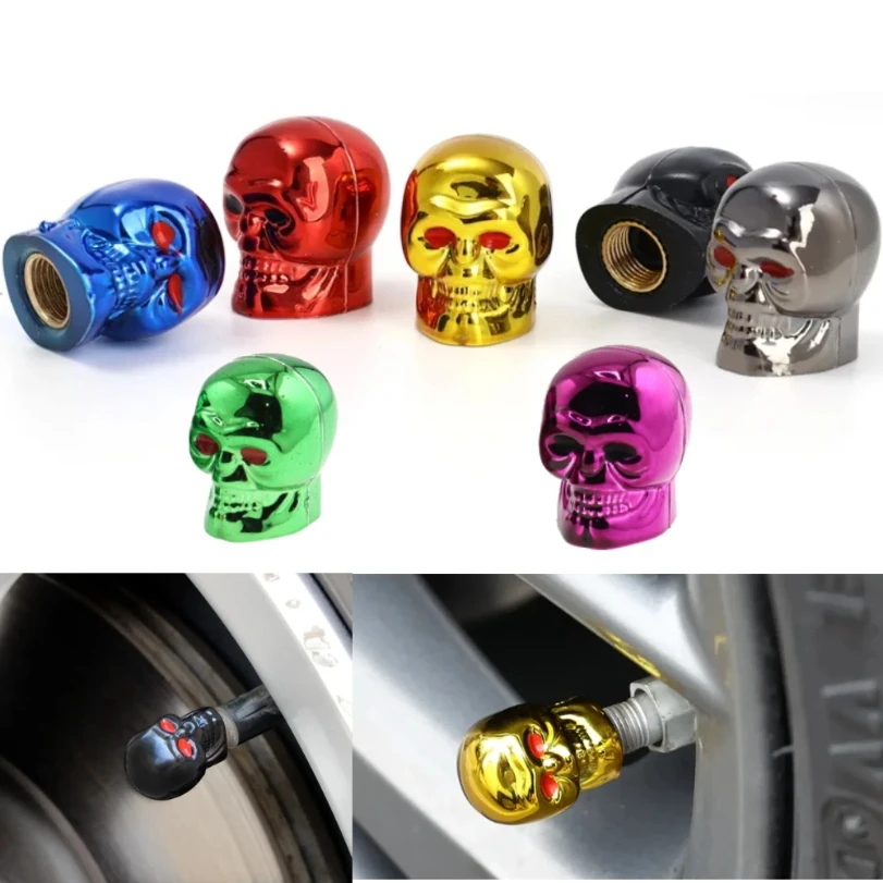 

4pcs Skull Style Bike Tires Valve Caps Universal Motorcycle Bicycle Car Tire Valve Stem Cap Car Wheel Tire Valve Cap Accessories