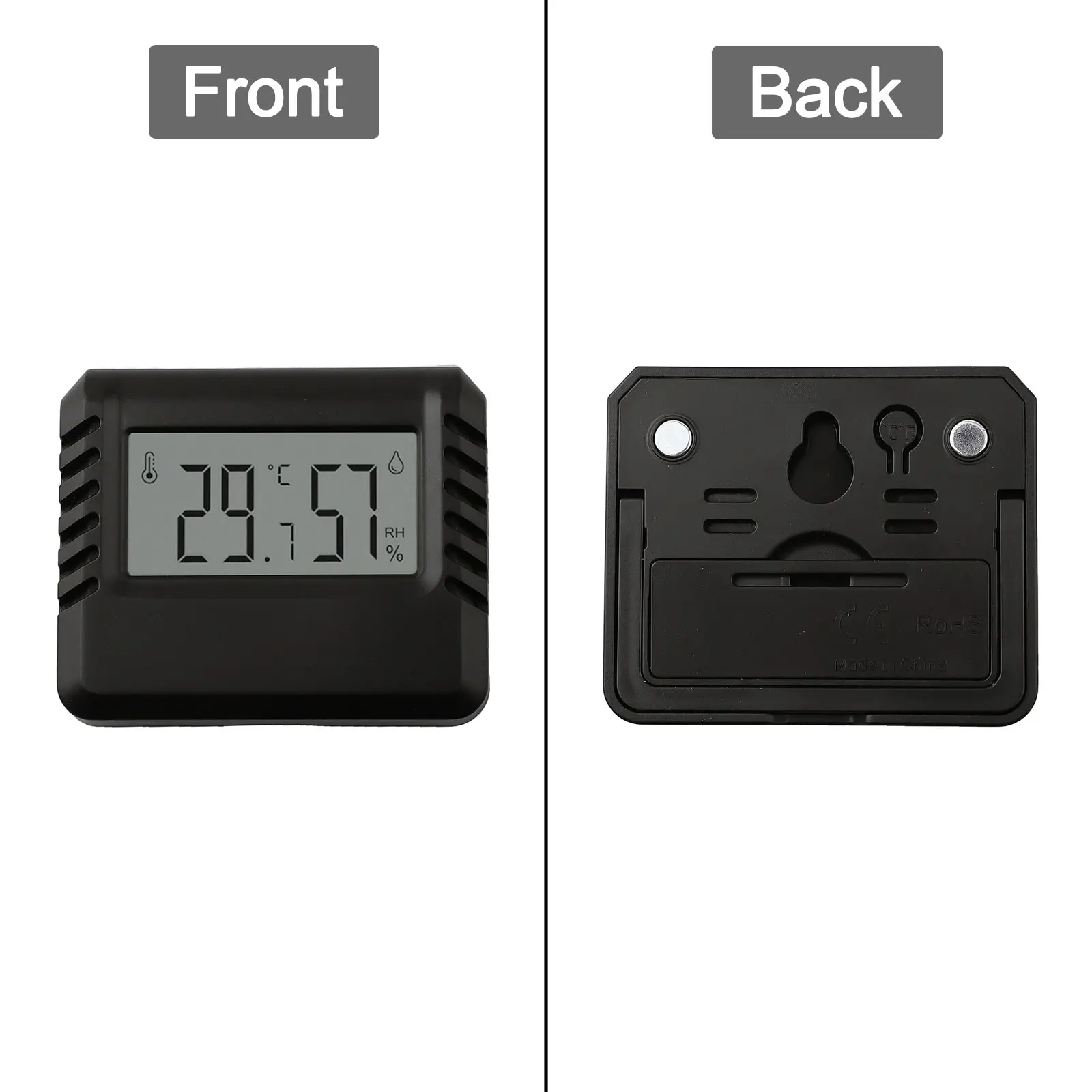 Indoor Digital Weather Station Temperature & Humidity Meter with Clear LCD Display & Flexible Mounting Options