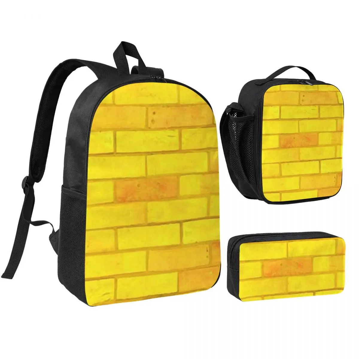 Yellow Brick Road Backpack Student BookBag School Bag Shoulder Bags 3ps Insulated Lunch Bag Pencil Case