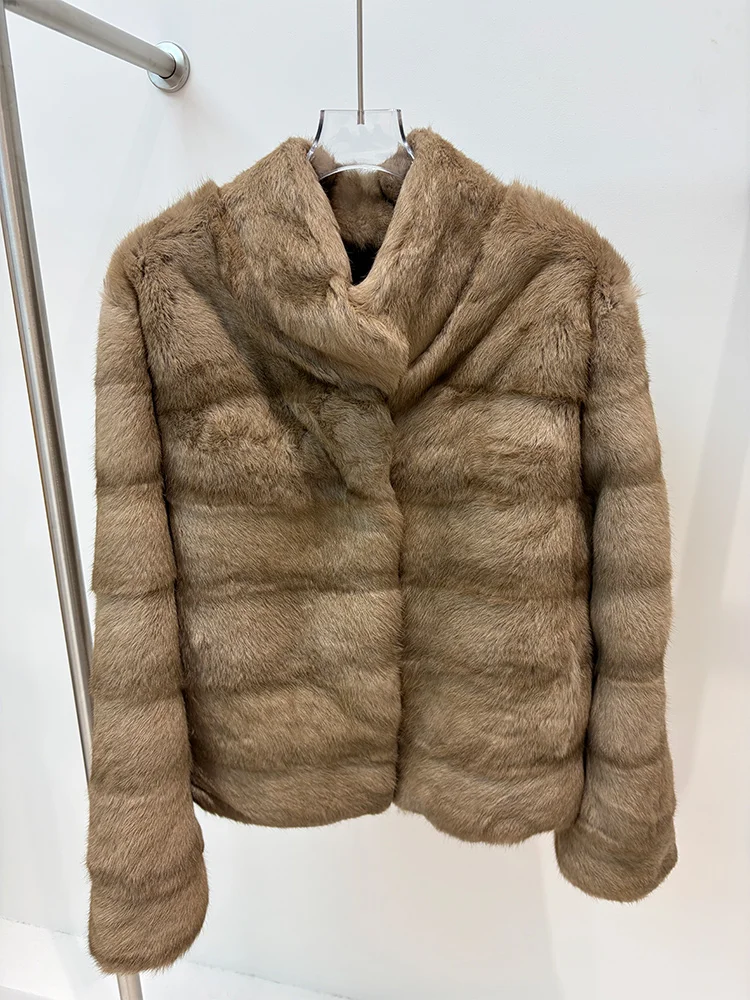 2026 New Winter Warm Women's Natural Real Rabbit Fur Coat Women Short Style Female Luxury Fur Jackets