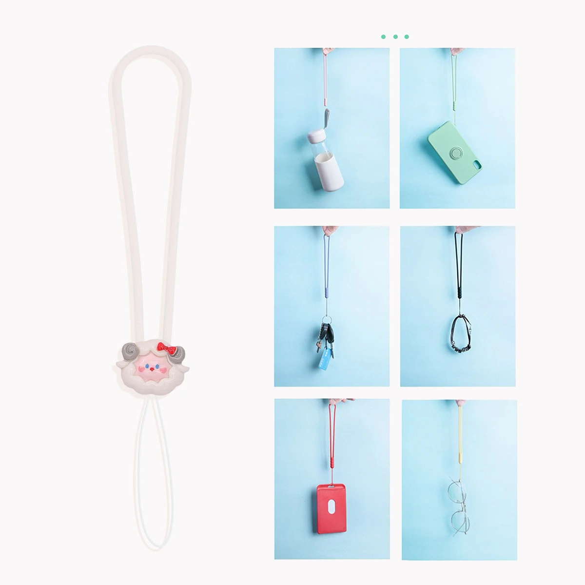 Cute Little Sheep Silicone Mobile Phone Lanyard Wrist Strap Earphone Case Rope Keychain Girls Students