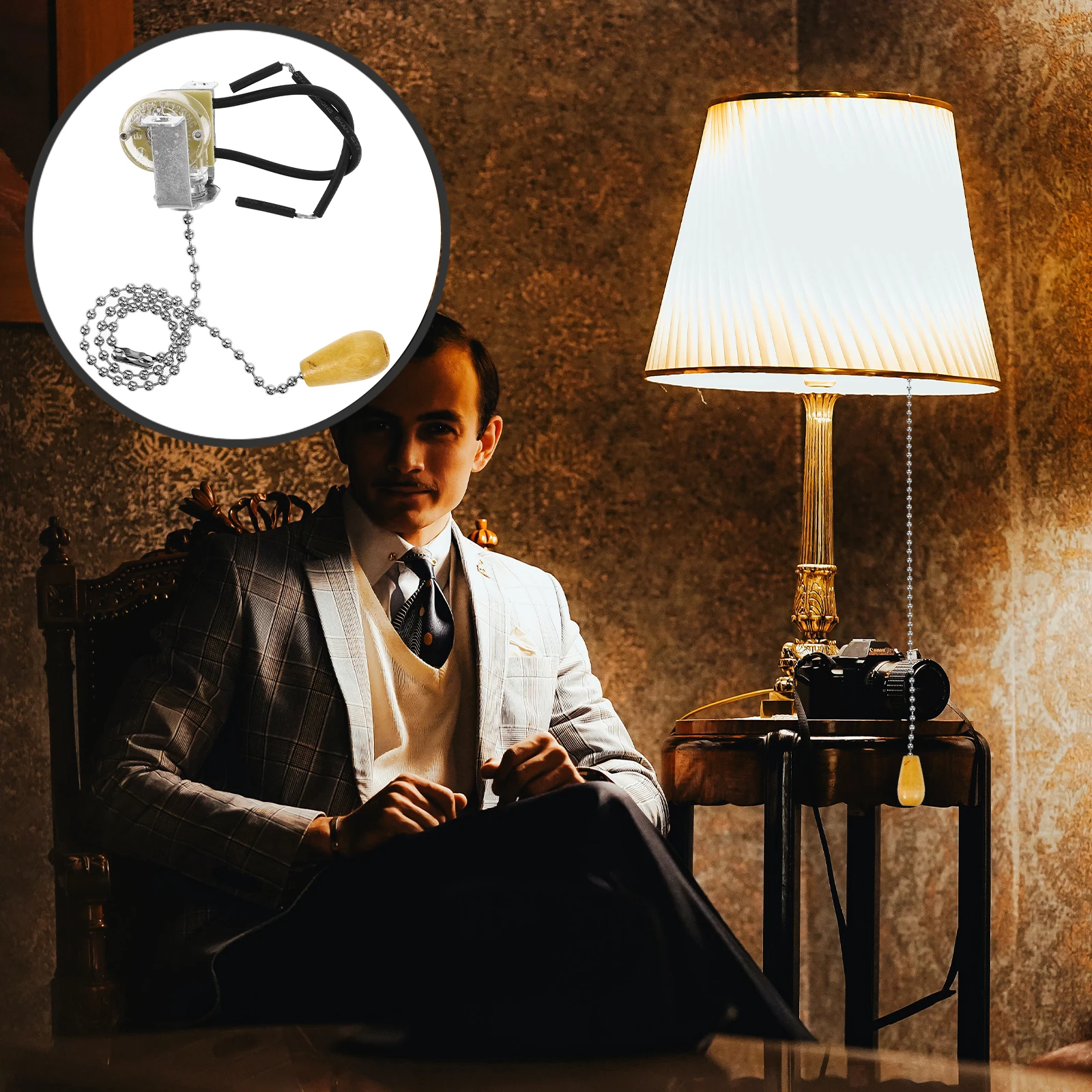 

Stylish Pull Cord Light Switch Replacement Made of Solid Wood and Iron Strong Durability for Various Lighting Fixtures Easy