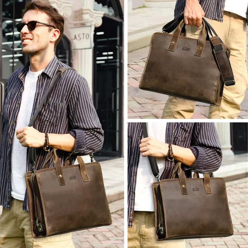 

Cow Leather With Messenger Genuine Leather Men Bag Combination Lock Men's Business Briefcase Portable Oblique Span Computer Bag