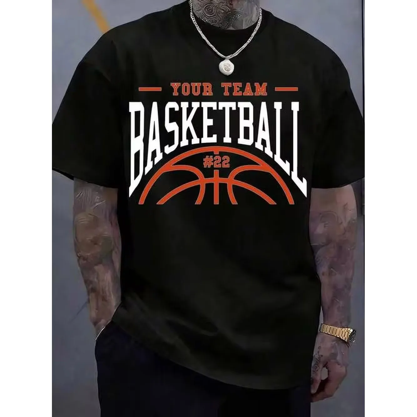 Unisex Custom Number 22 Basketball Graphic T-Shirt, Black Breathable Athletic Sportswear, Casual Daily Athletic Top For Basketball Fans Men Women