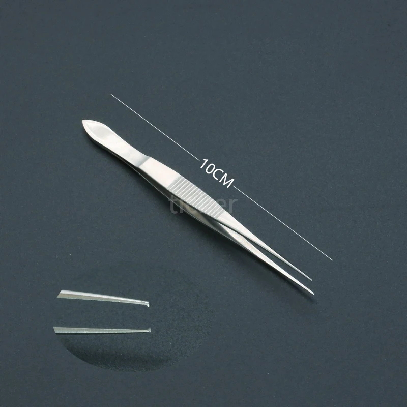 Ophthalmic Tweezers With Teeth Hook 10cm Stainless Steel Double Eyelid Surgery Tool Tissue Tweezers Without Teeth