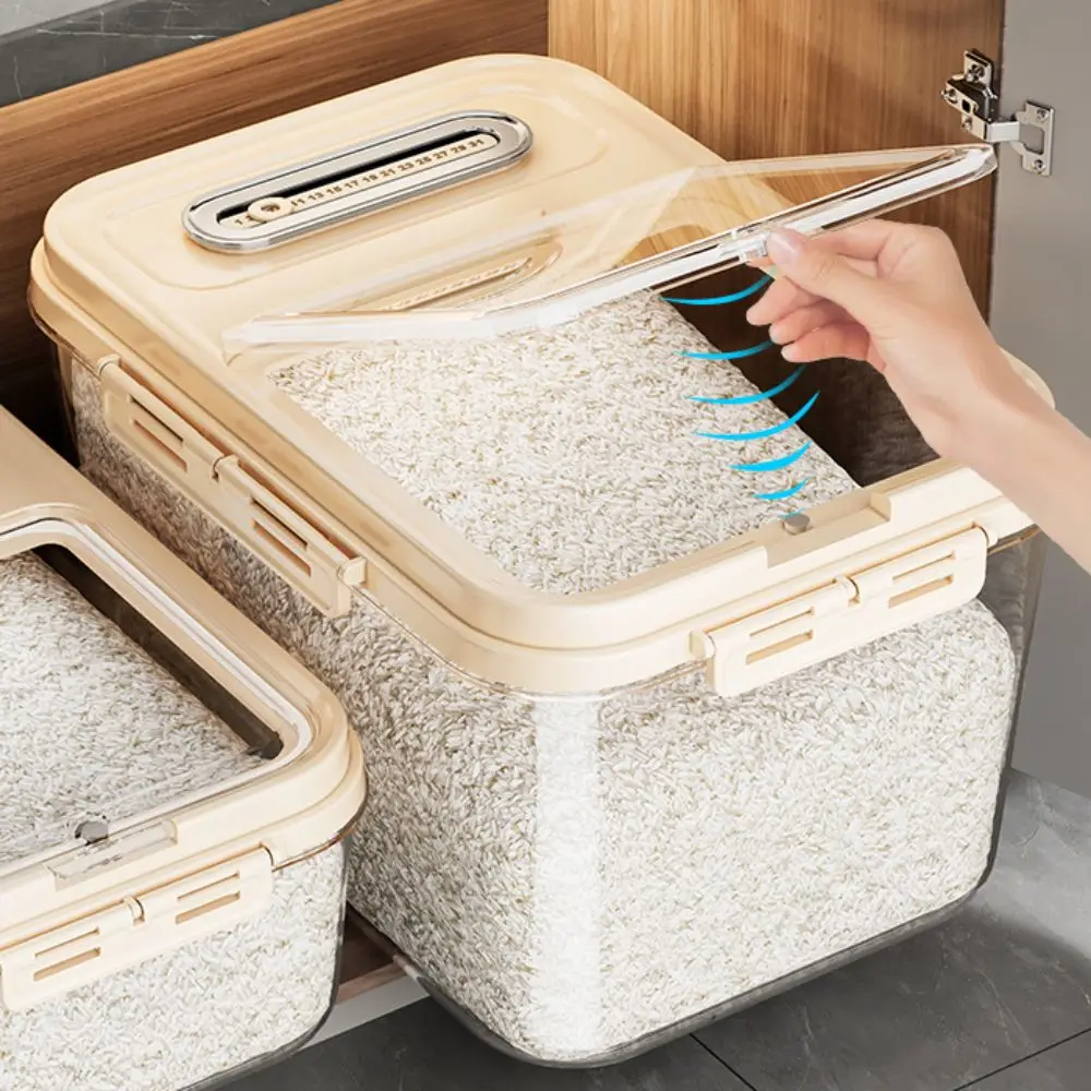 حاوية تخزين الأرز الشفافة المقاومة للرطوبة، تصميم مختوم، حاوية تخزين الطعام سميكة ذات سعة كبيرة، علبة محكمة الغلق #3