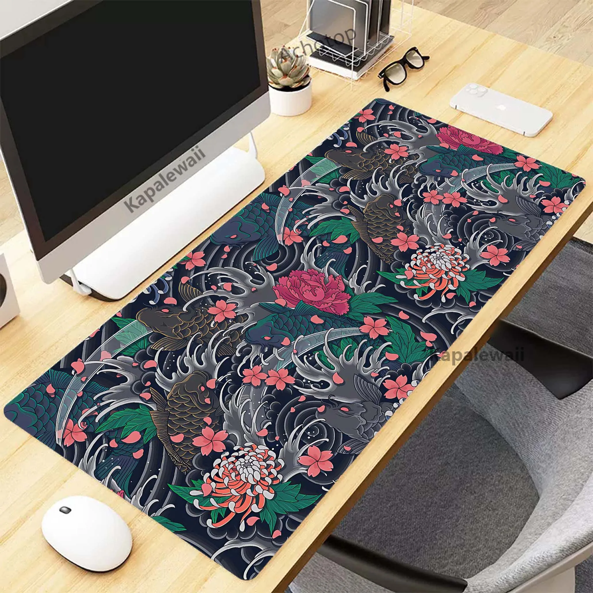 Japanese Great Wave Art Individuality Large Mouse Pad Gamer Mousepad Office Accessories for Desk Mat Game Keyboard Pads 90x40