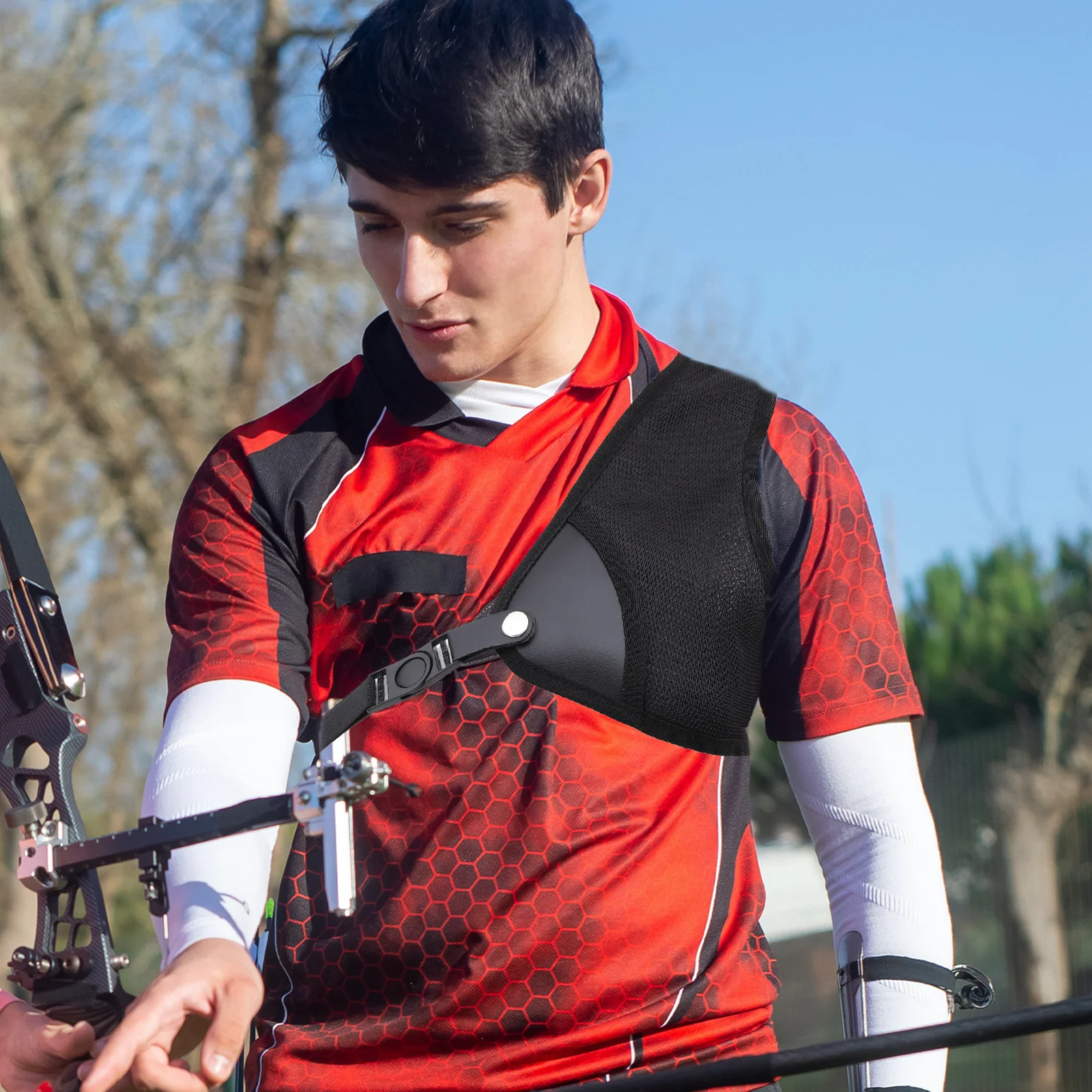 1pc Archery Chest Protector Nylon Adjustable Breathable Safety Gear For Archery Sports Training Accessory