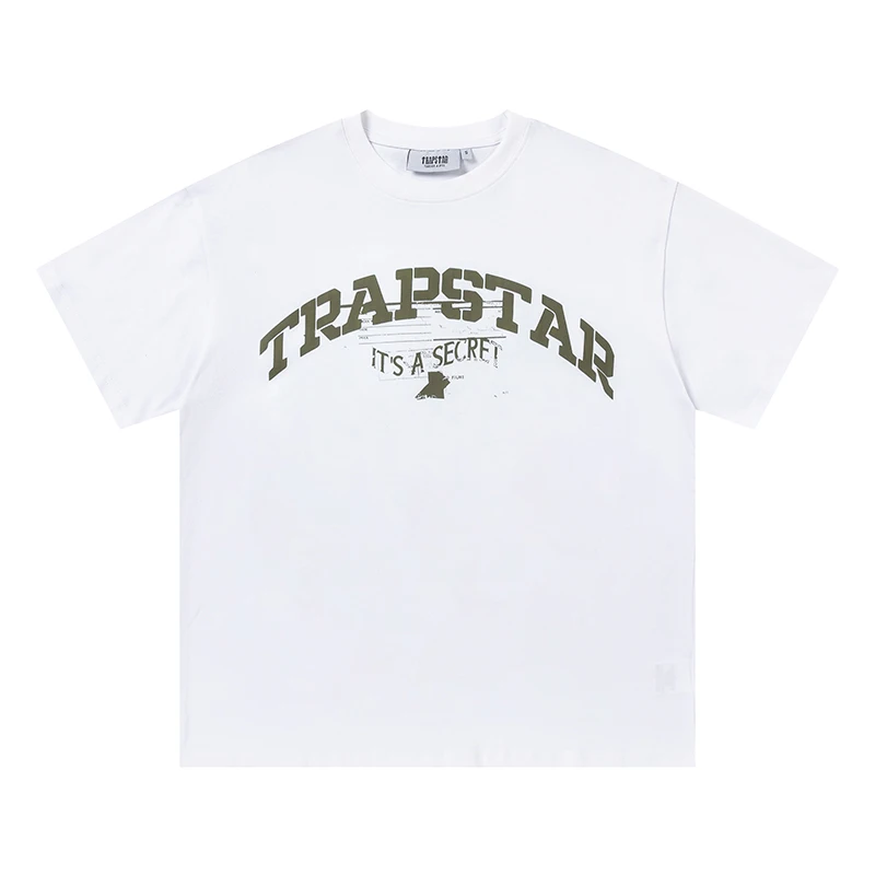 American Trapstar Black Short Sleeve Cleanfit Men's Ins Street Fashion Brand Summer Casual White T-shirt Women's High Quality