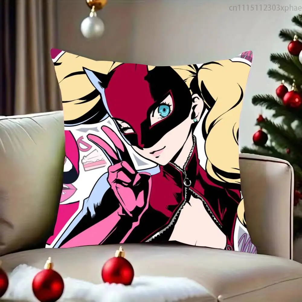 Panther P-Persona Ann Takamaki Pillow Case For Sofa Bedroom Living Room Plush Cushion Cover Decorations and Protector