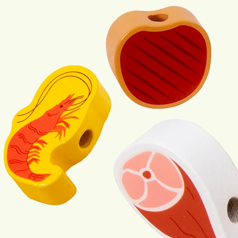 木製BBQおもちゃセット キッチンごっこ遊びおもちゃ 食べ物マッチングゲーム 子供向けごっこ遊び ロールプレイングゲーム 細かい運動能力向上おもちゃ 男の子 女の子向け