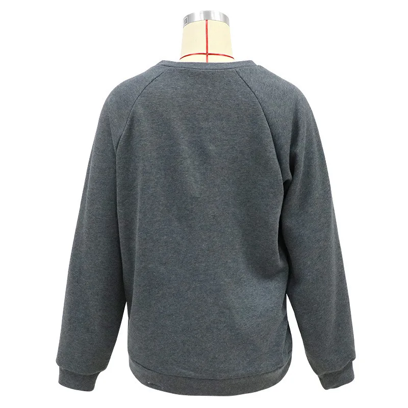 Nieuwe herfst- en winterdameskleding Casual grappig groen harig monster bedrukt sweatshirt top T-shirt