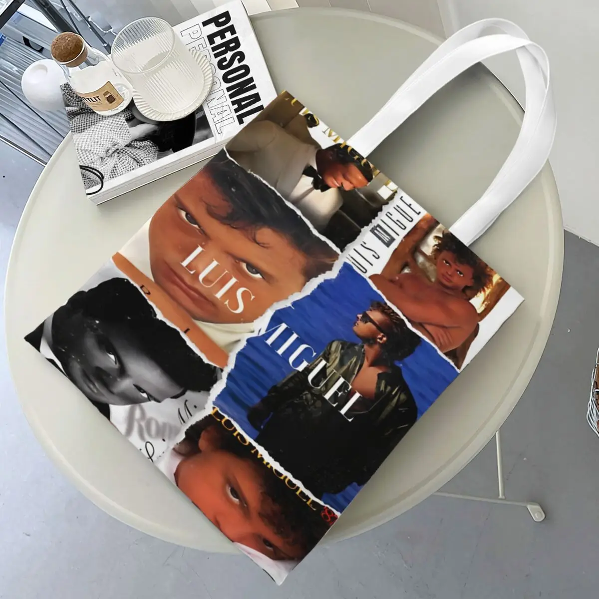 

Луи Мигель Альбомы Большие сумки Женская сумка Складная студенческая сумка на плечо Сумка для покупок с принтом