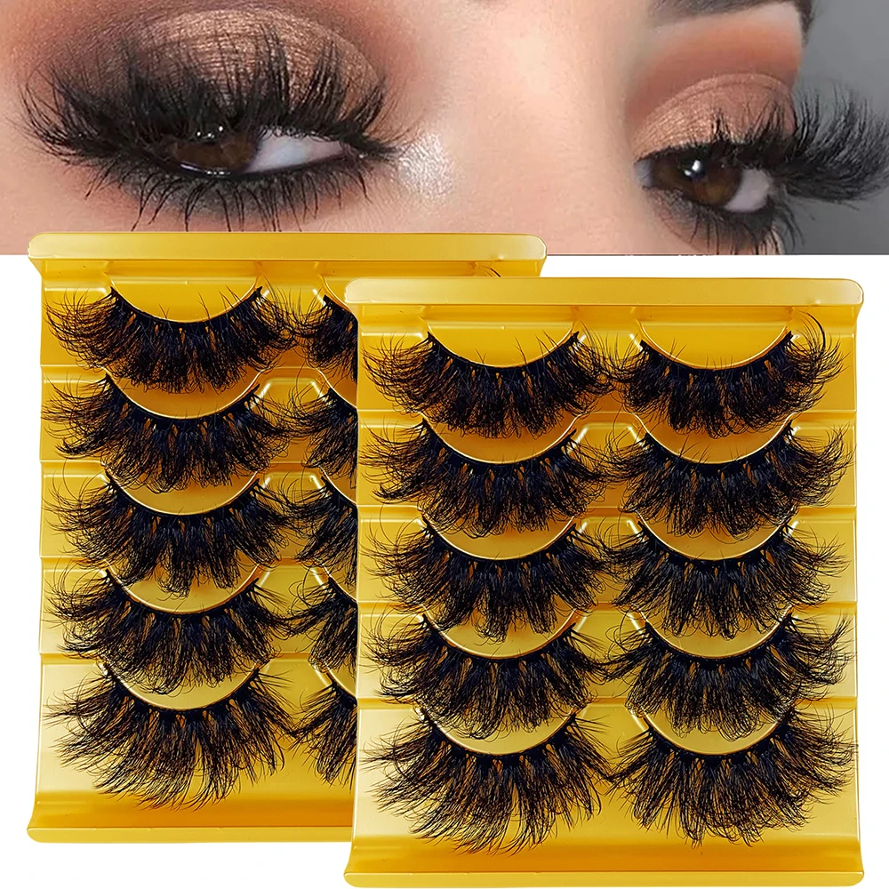 10 Paar/2er-Pack künstliche Nerz-Wimpern, dramatisches Volumen, dicke Wimpernverlängerung, flauschige, langlebige, zarte, natürliche falsche Wimpern