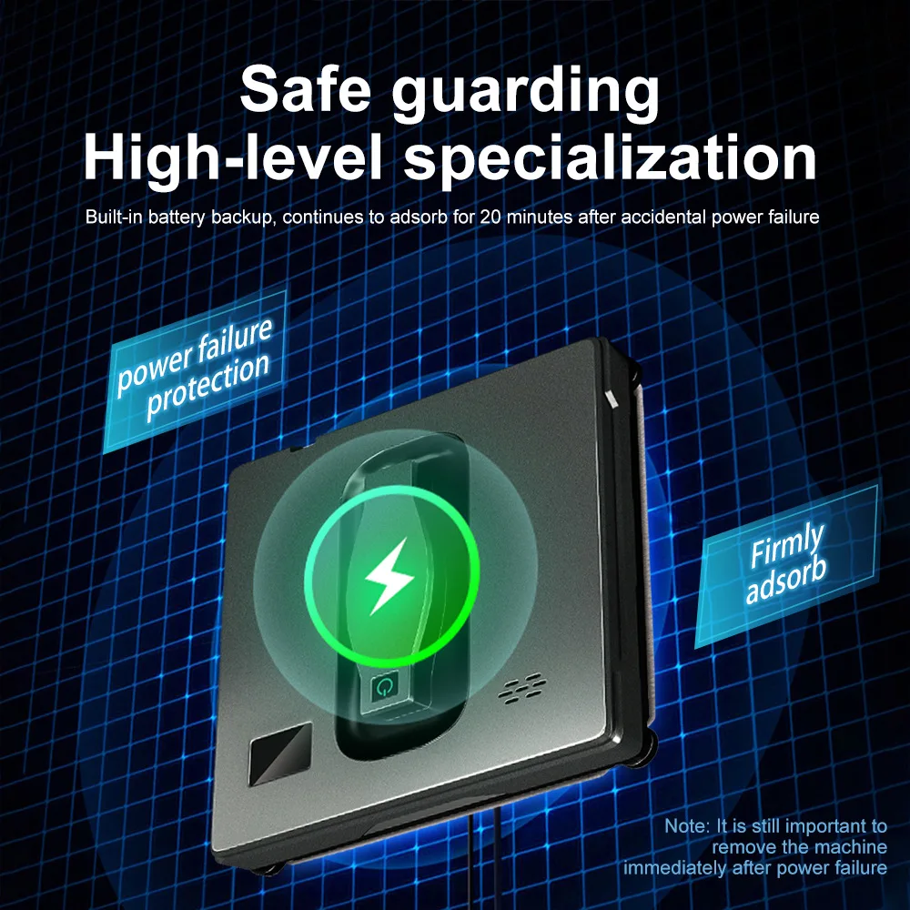 Робот-очиститель окон WM Dual Water Spray, интеллектуальная память, высокое вакуумное всасывание, лазерный датчик, робот для чистки стекол домашних стен