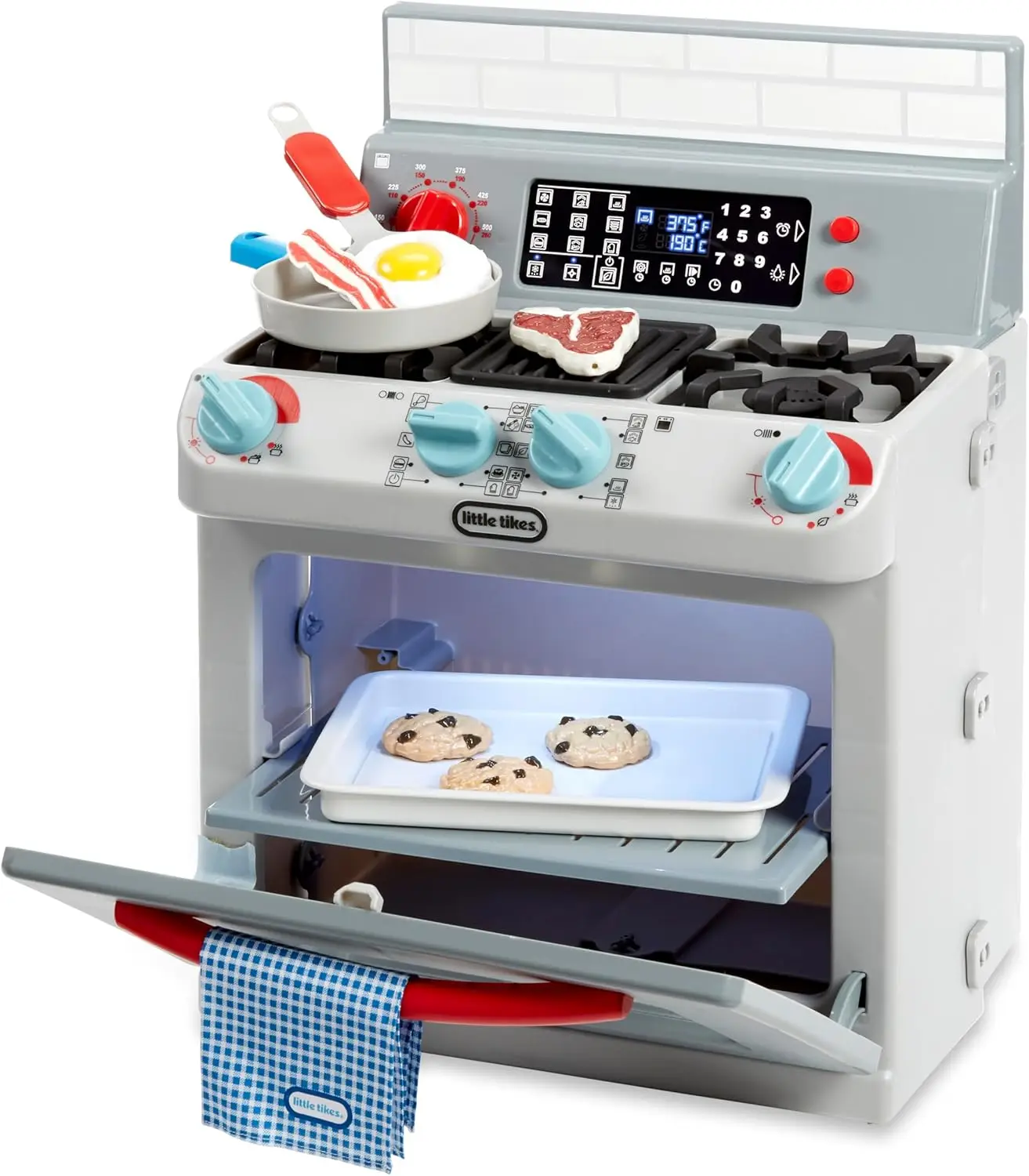 Aparato de juego de simulación realista para niños, primer horno, juego de cocina con 11 accesorios y sonidos de cocina realistas, juguete único
