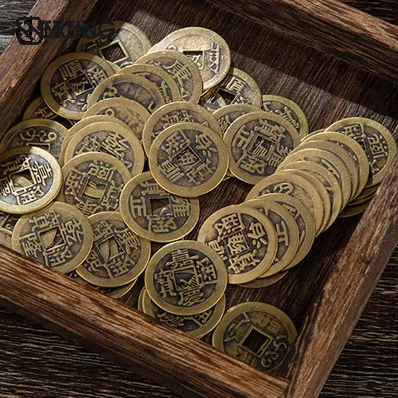 5Pcs Chinese Fortune Coins Feng Shui Coins Antique Fortune Luck Coins Ancient Chinese Dynasty Coin Hole Hanging Decor