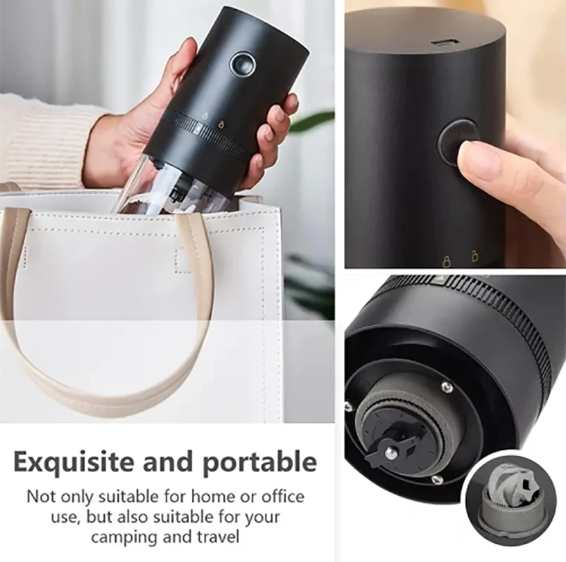 USB-Rechargeable Burr Coffee Grinder - Perfect Portability with Adjustable Settings & Easy Maintenance for Coffee Lovers