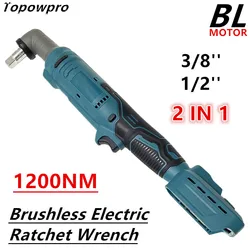 1200Nm Brushless Electric Ratchet Wrench 3/8'' 1/2'' 2 in 1 Removal Screw Nut Car Repair Power Tools For Makita 18V Battery
