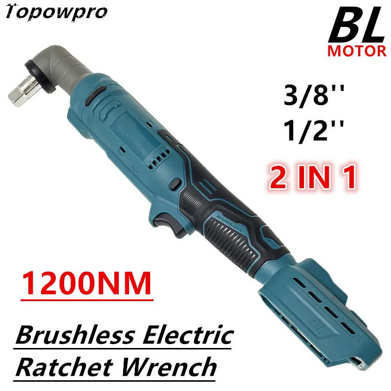 1200Nm Brushless Electric Ratchet Wrench 3/8'' 1/2'' 2 in 1 Removal Screw Nut Car Repair Power Tools For Makita 18V Battery