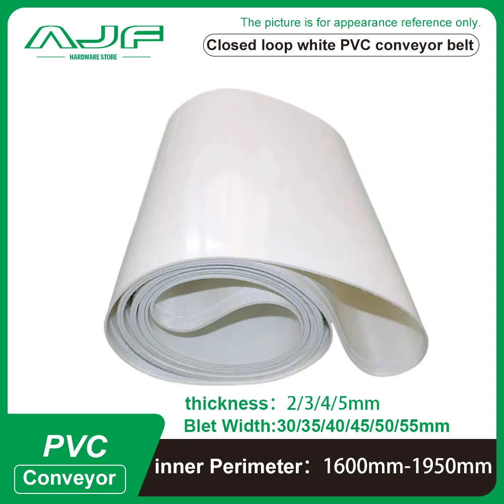 

White PVC Industrial Transmission Conveyor Belt Perimeter:1600mm-1950mm Belt Width: 30/35/40/45/50/55mm (Can Customized Size)