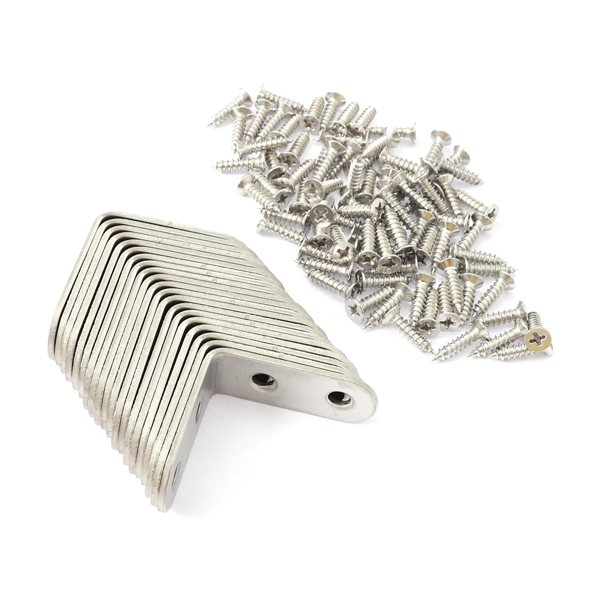 

20 PCS Right Angle Bracket Shape L-shaped Corner 90 Degree 20mm Metal Brackets Silver