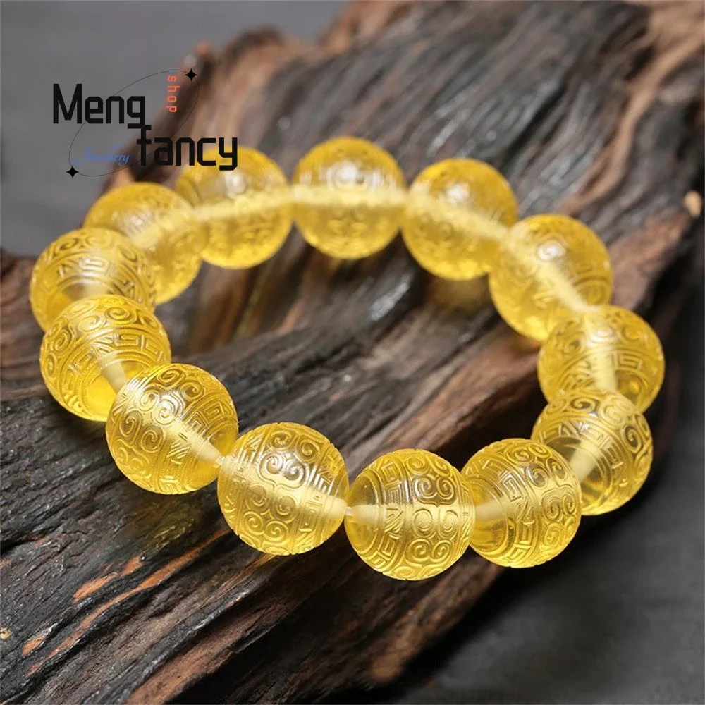 Natural Chicken Fat Yellow Amber Beeswax Second Generation Water Purification Echo Beads Trings Bracelet Elegant Fashion Jewelry