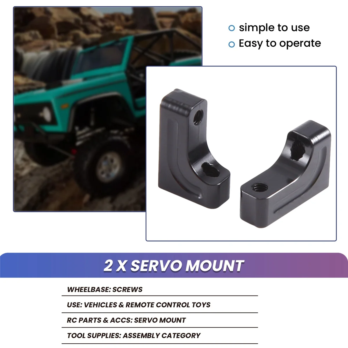 2PCS โลหะ Servo Mount สําหรับ Axial SCX10 CC01 D90 1/10 RC Crawler รถ