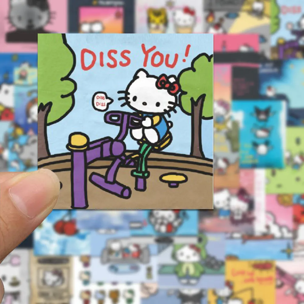 63 pezzi simpatici adesivi Hello Kitty Cartoon Sanrio per album custodia per telefono laptop chitarra notebook adesivo anime Kawaii giocattoli per bambini