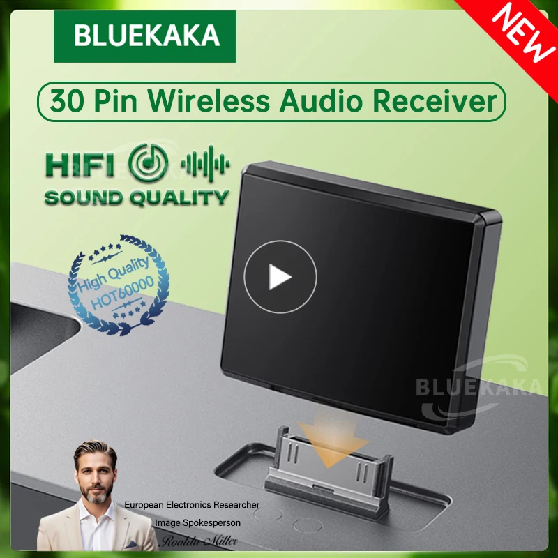 Upgraded Bluetooth 5.4 30 Pin Audio Receiver High Compatibility HIFI Lossless Music Wireless Adapter 30PIN Docks Analog Speaker