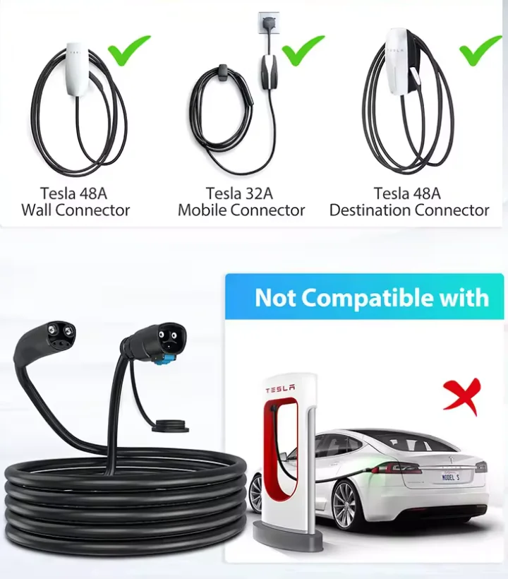 Custom European Standard EV Double-head Charger New Energy Electric Vehicle Portable 32A 7KW Charging Gun Extension 5m