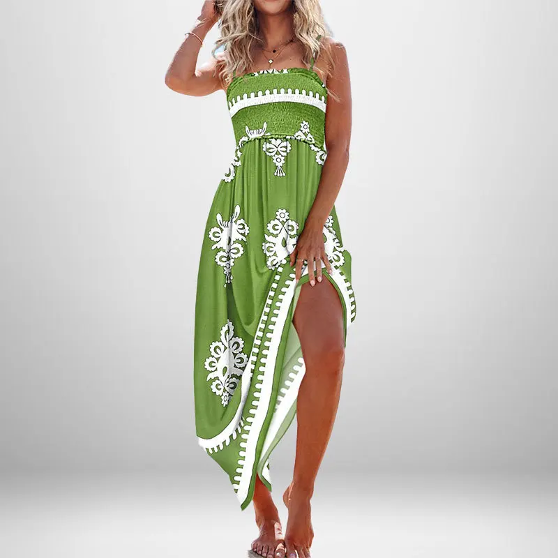 

TOY-2025Summer New Simple Fashion Printed Strapless Tube Dress