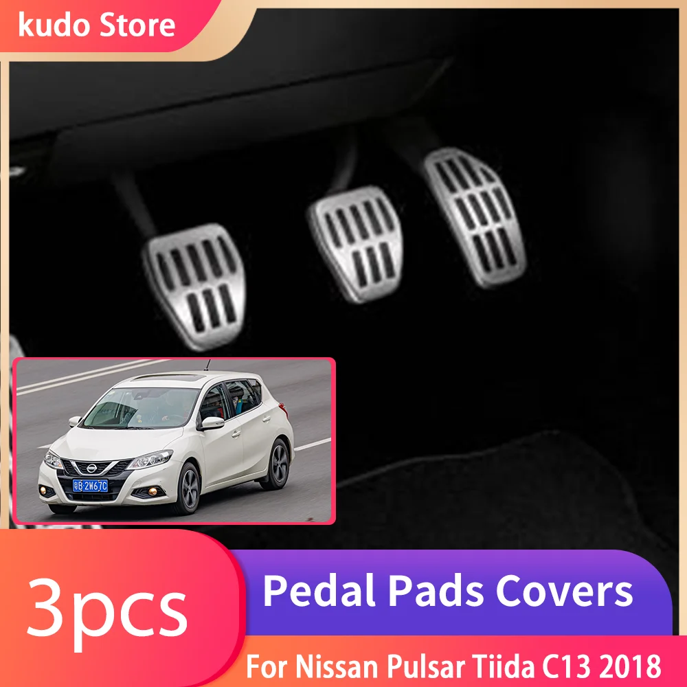 For Nissan Pulsar Tiida C13 Car Foot Pedals Stainless Steel Rest  Accelerator Tray Brake No Drilling Pedal Cover Pads Part