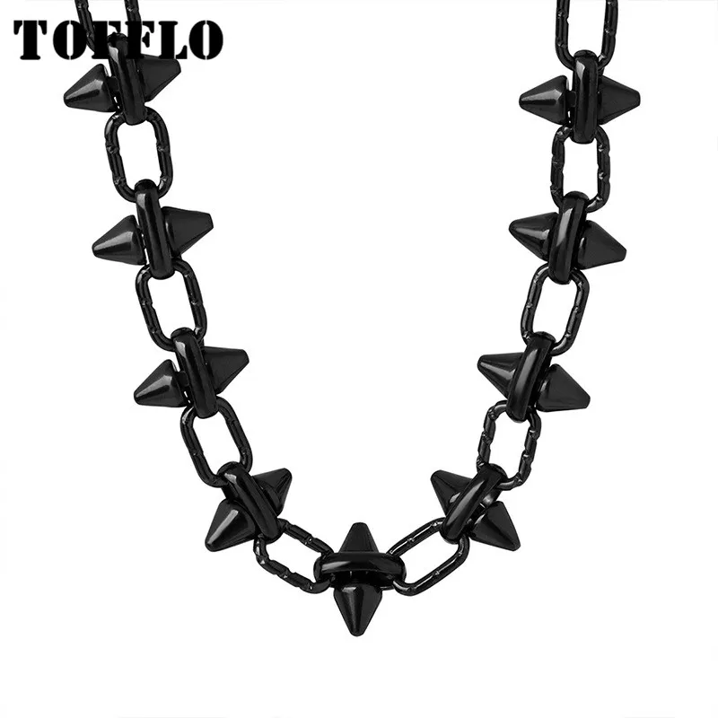 

TOFFLO Stainless Steel Jewelry Geometric Cone Splicing Chain Necklace With Minimalist Collarbone Chain BSP1548