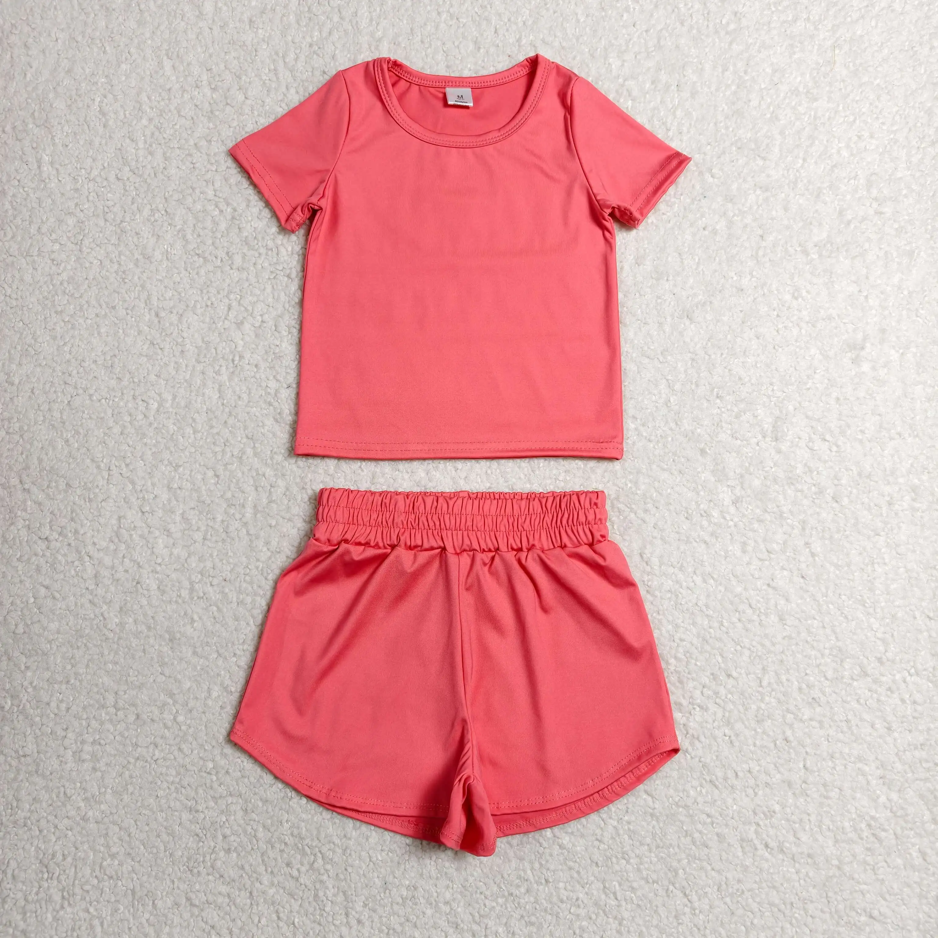 Wholesale Baby Girl Yoga Active Clothing Toddler Short Sleeves Tee Shorts Outfit Kids Girls Skort Set Athletic Summer Clothes