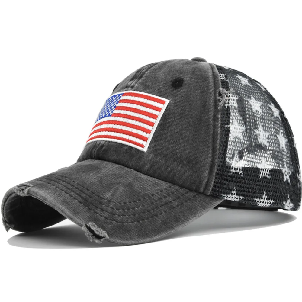 American Flag Baseball Hat Adjustable Lightweight Breathable Embroidered Polo Style Quick Dry Cap Military Army Trucker Hat