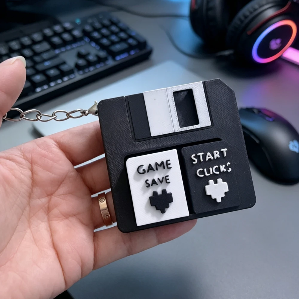 3D Printed Mini Game Console Keyboard Clicker Fidget Toy Sensory Stress Relief Keychain Office Desktop Decor Souvenir Gift