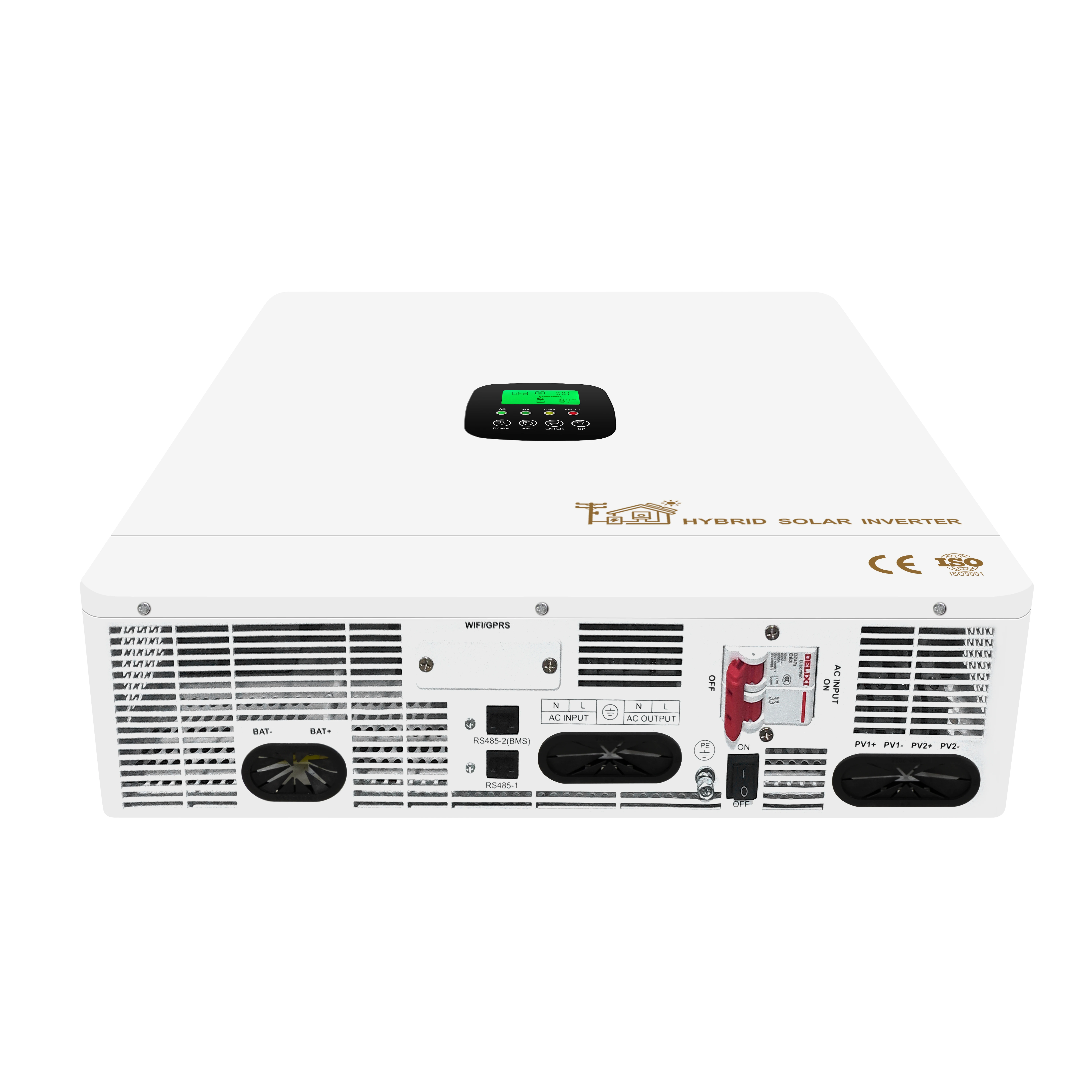 

Pure Sine Wave Power Inverter HF3.3kw 4.3kw 6.3kw 8.3kw 10.3kw On-Grid Hybrid Solar Inverter 12V 24V 48V Frequency Converter