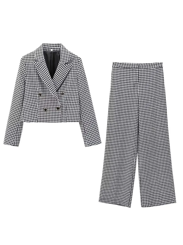 Autumn and winter new women\'s clothing Hong Kong style fashion short lapel long-sleeved suit jacket loose pants women\'s suit