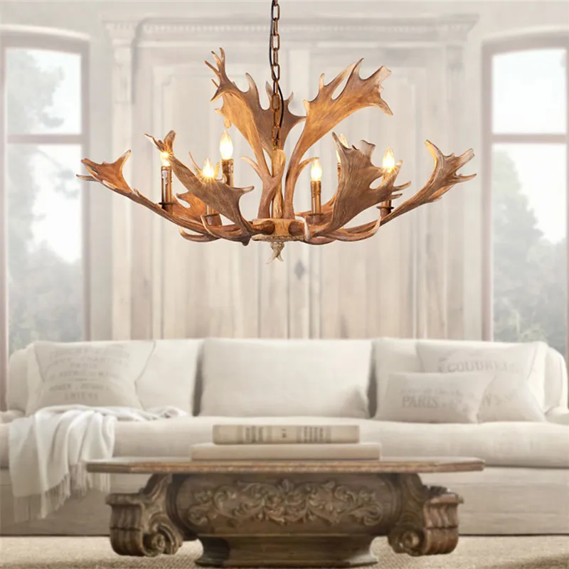 Antlers, American, pastoral, creative, retro, chandelier, Nordic, minimalist, living room