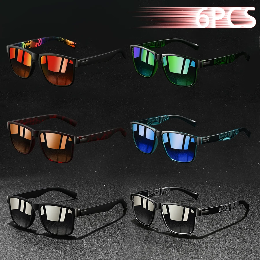 

6 Pieces Fashion Pattern Sunglasses Men Women Driving Man Luxury Brand Designer Sun Glasses Anti-Glare Retro Eyewear UV400Eyewe