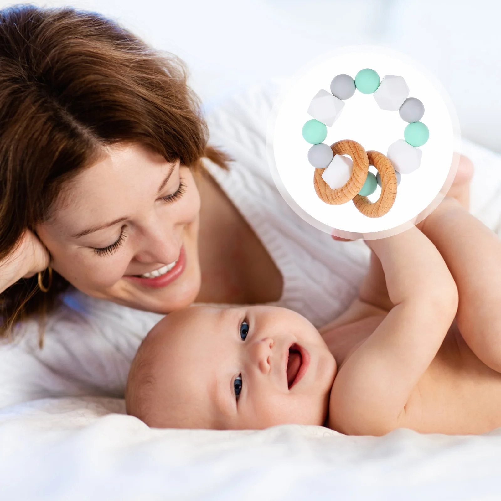 

Младенческий браслет для прорезывания зубов, обод из бисера, массажные десны, детский жевательный круг, деревянный молярный прорезыватель, жевательный браслет, игрушка для прорезывания зубов для младенцев