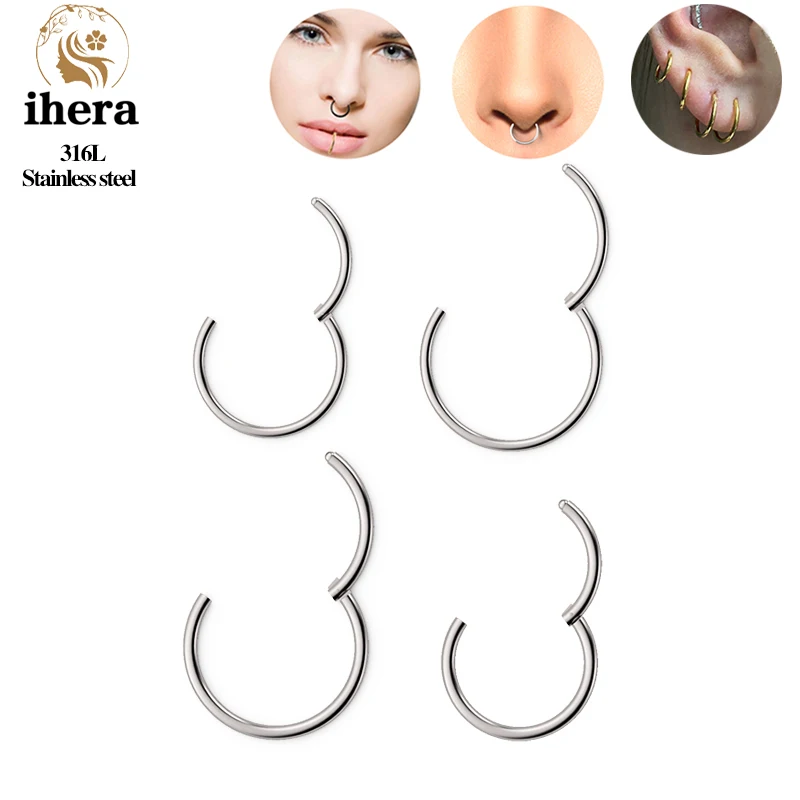 1/10 Stück Edelstahl Septum Clicker Klappbare Segment-Ringe Runde Nasenringe Ohrknorpel Helix Ohrringe Körperschmuck – Detail 4