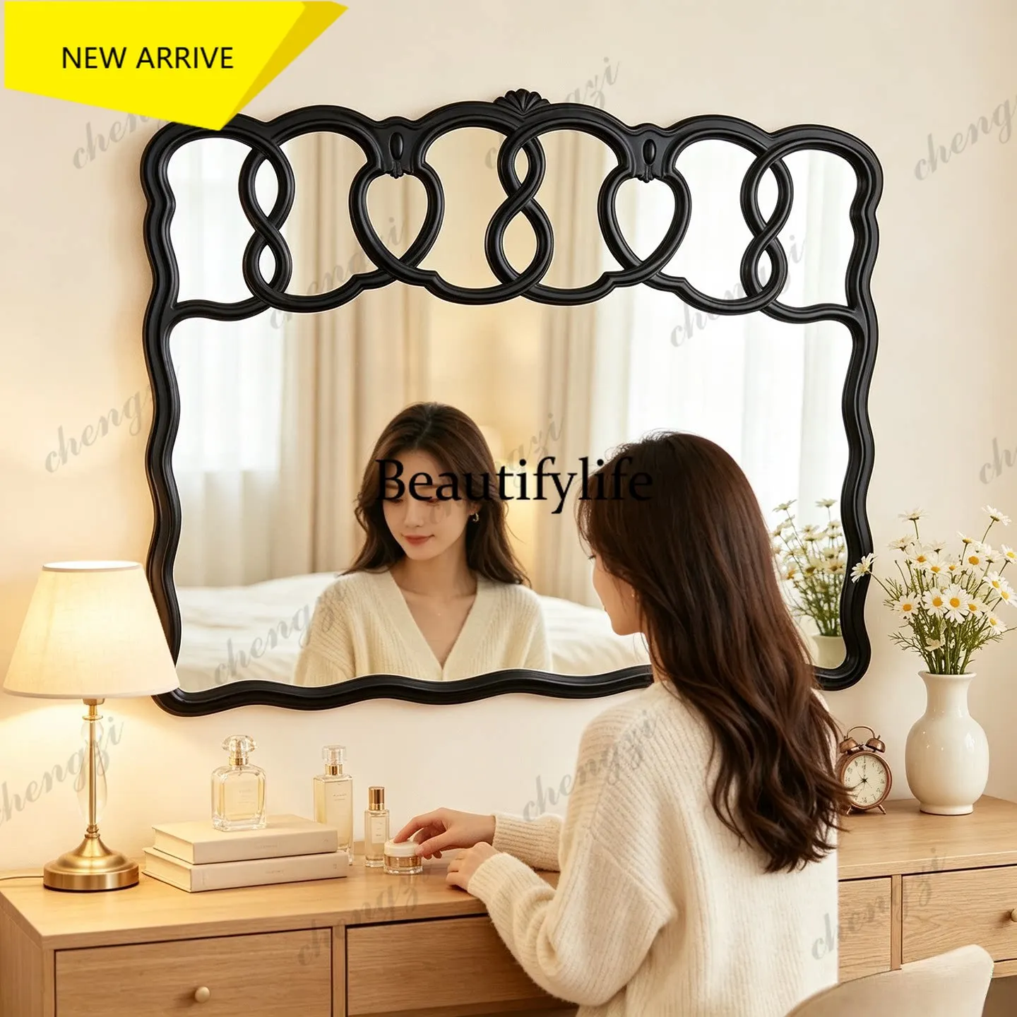 p18   French Home Fireplace Mirror Villa Luxury Living Room Decorative Mirror American Premium Makeup Mirror